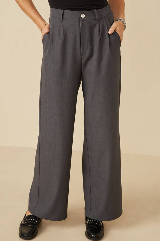 Wide Leg Trousers in Charcoal