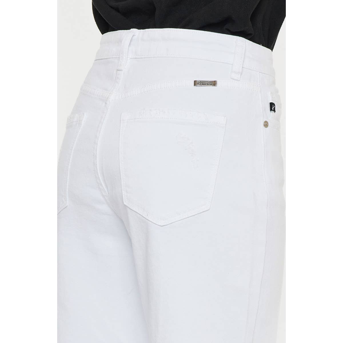 White High Rise Slim Wide Leg Jeans by Kan Can