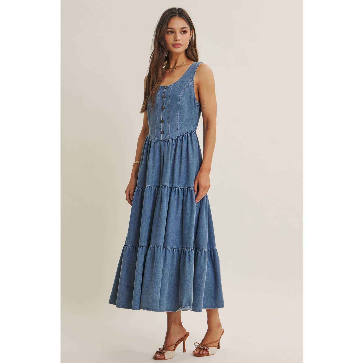 Denim Tiered Dress