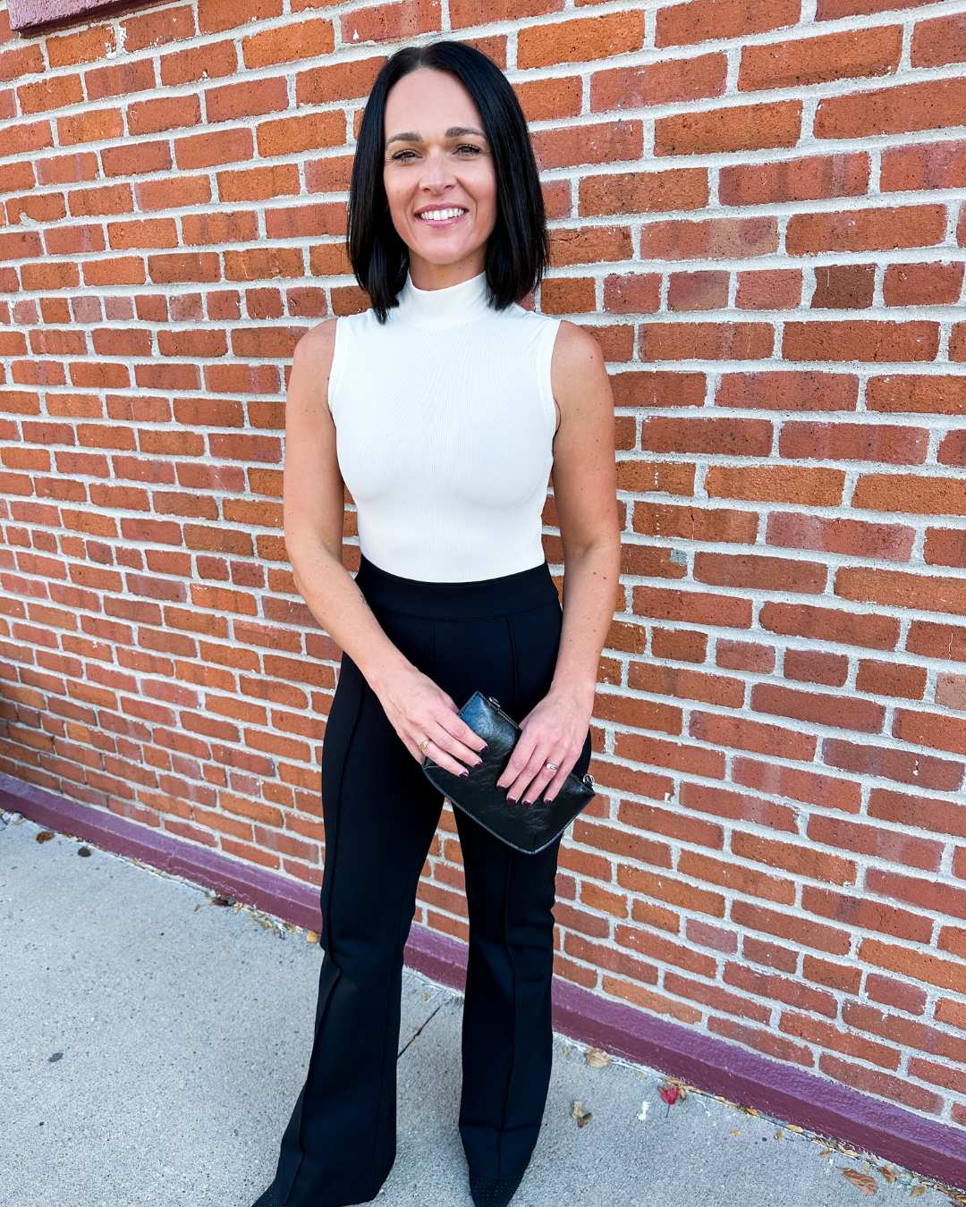 Suit Yourself Ribbed Mock Neck Sleeveless Bodysuit in Parchment - Spanx