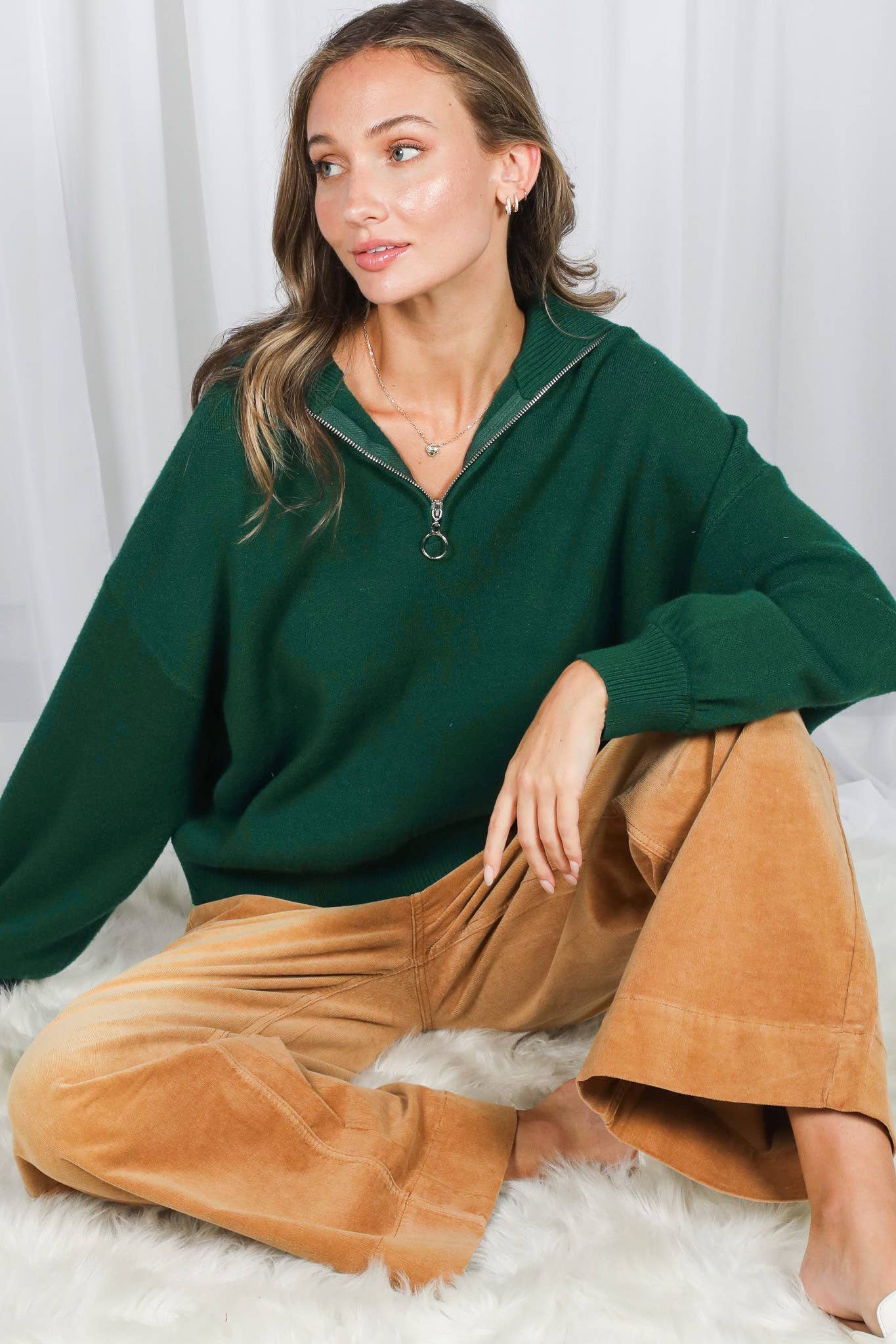 Half-Zip Pullover in Green