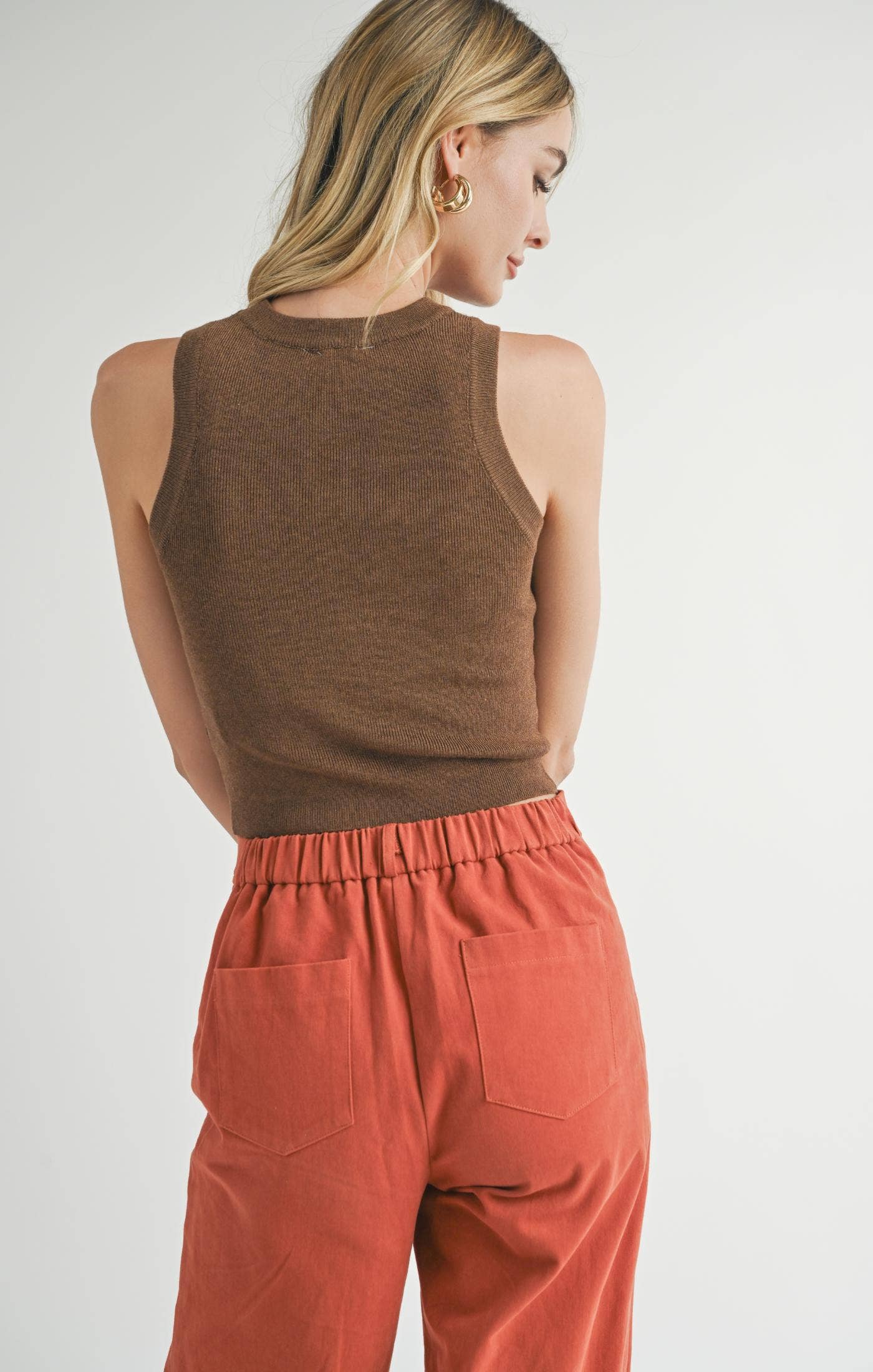Alexis Knit Tank Top in Brown