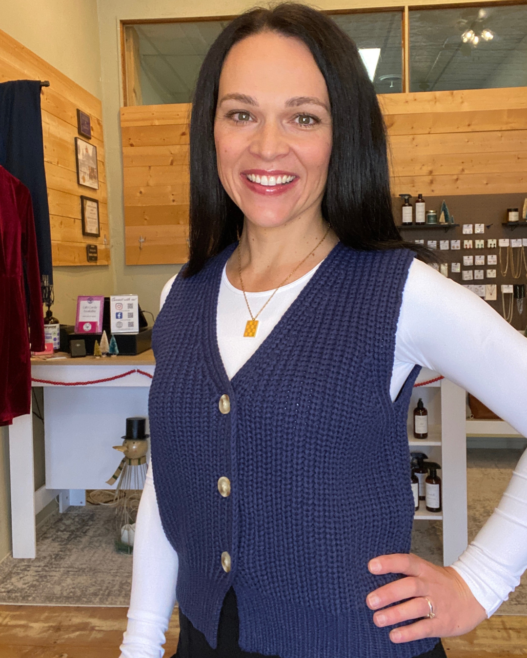 Lena Chunky Sweater Vest in Navy