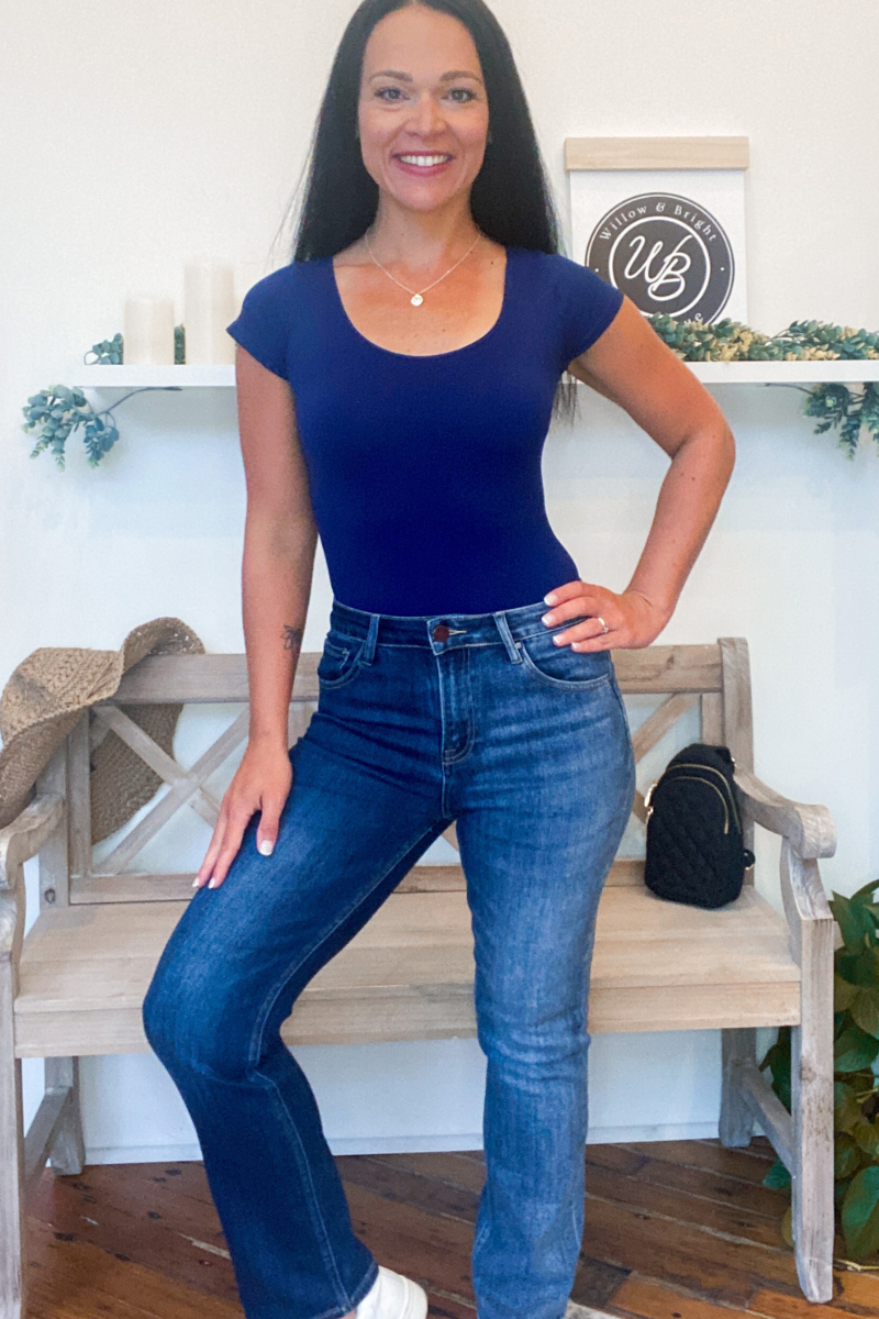 Millie High Rise Straight Jeans Indigo Combo