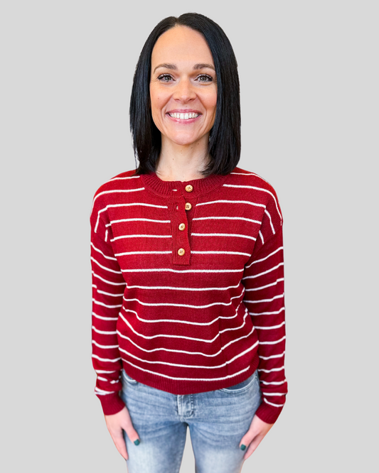 red ivory stripe top