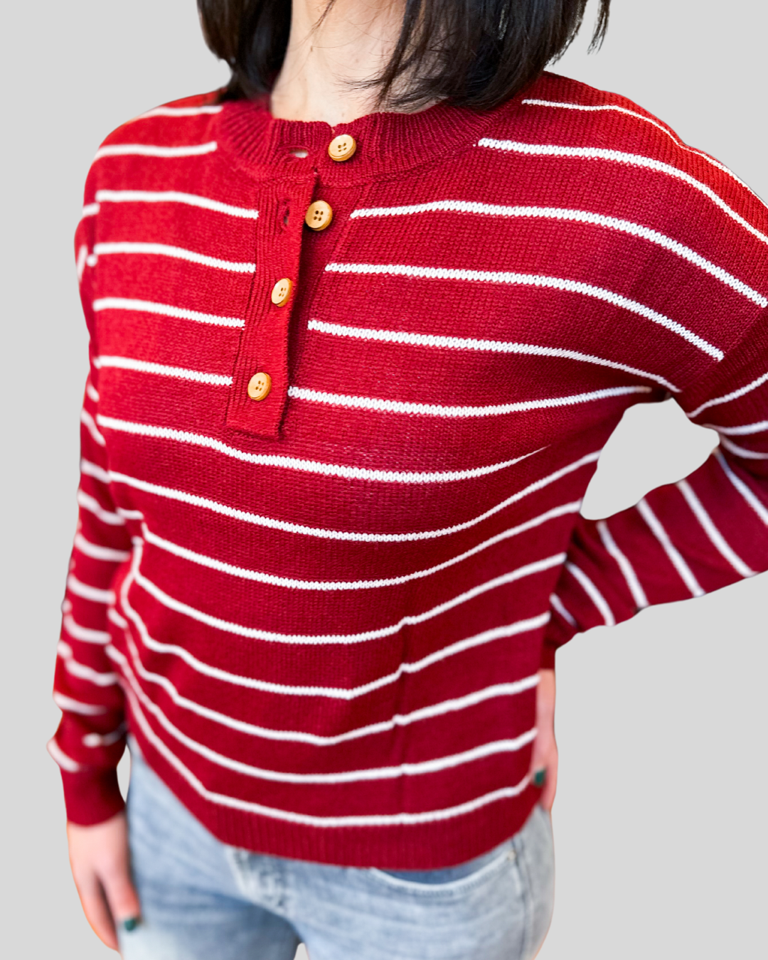 red ivory stripe top