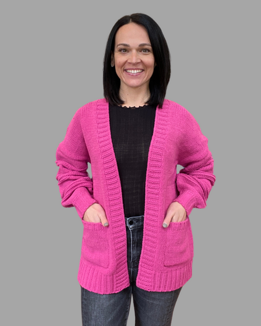 hot pink cardigan
