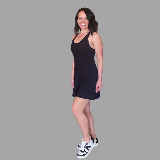 Tennis Romper Dress Black