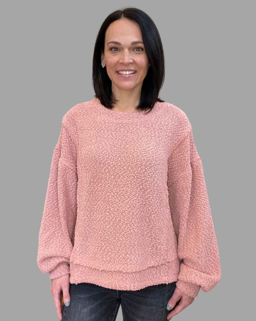 knit textured top in blush