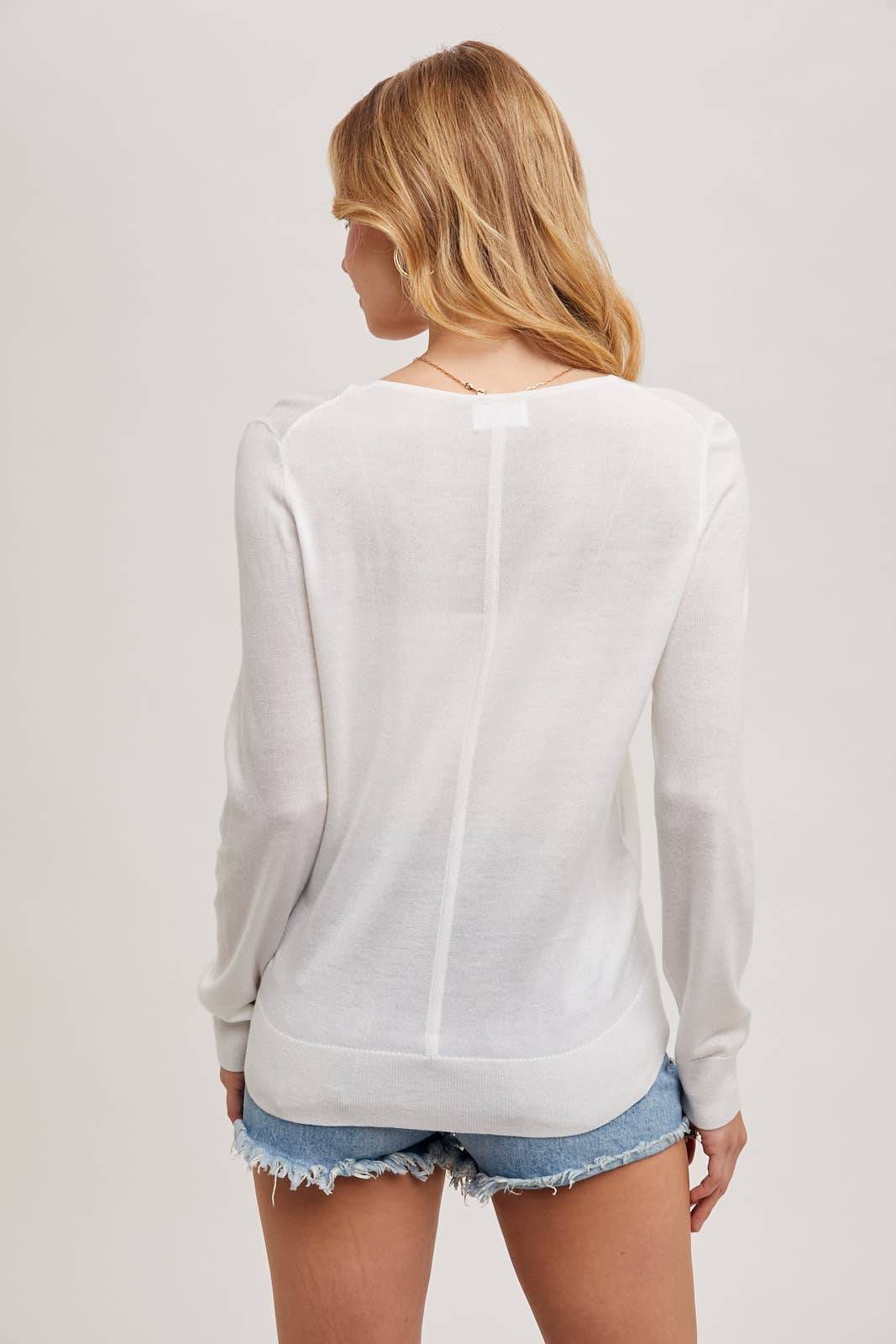 V-Neck Knit Pullover in Ivory