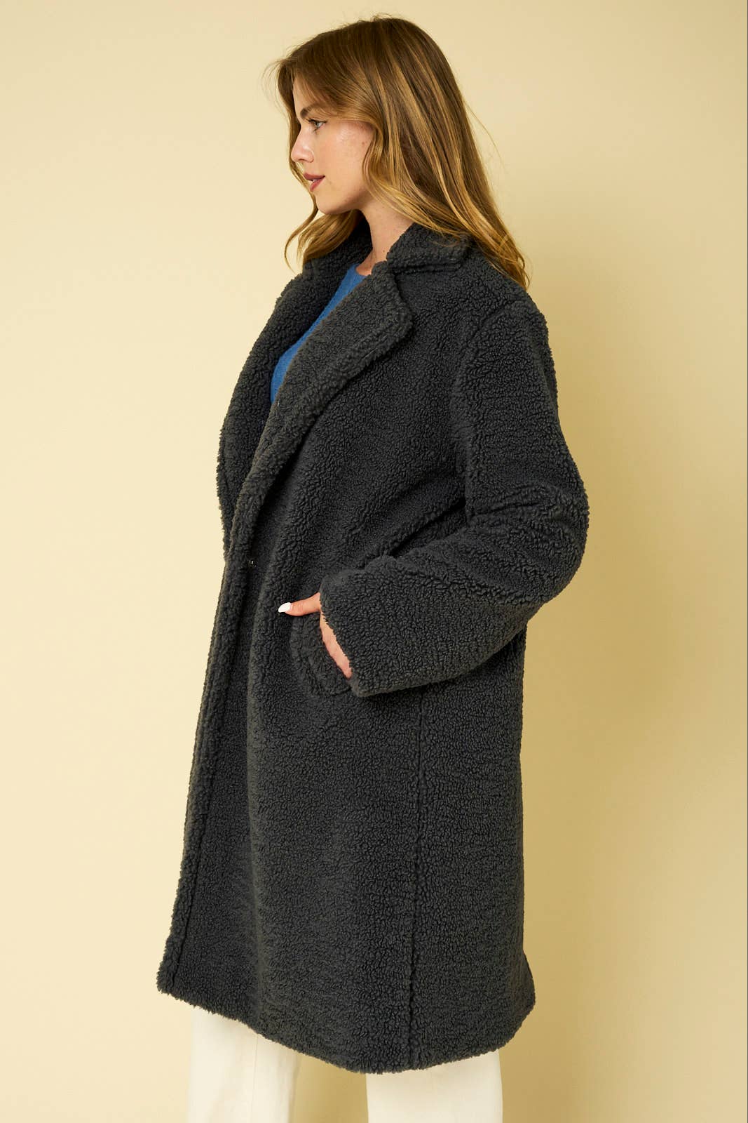 Teddy Oversized Coat in Charcoal