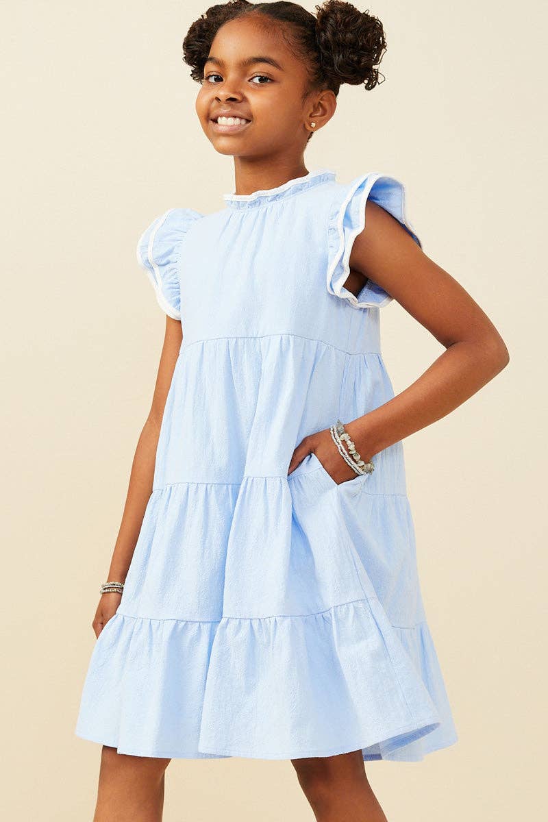 Girls Ruffle Dress in Blue