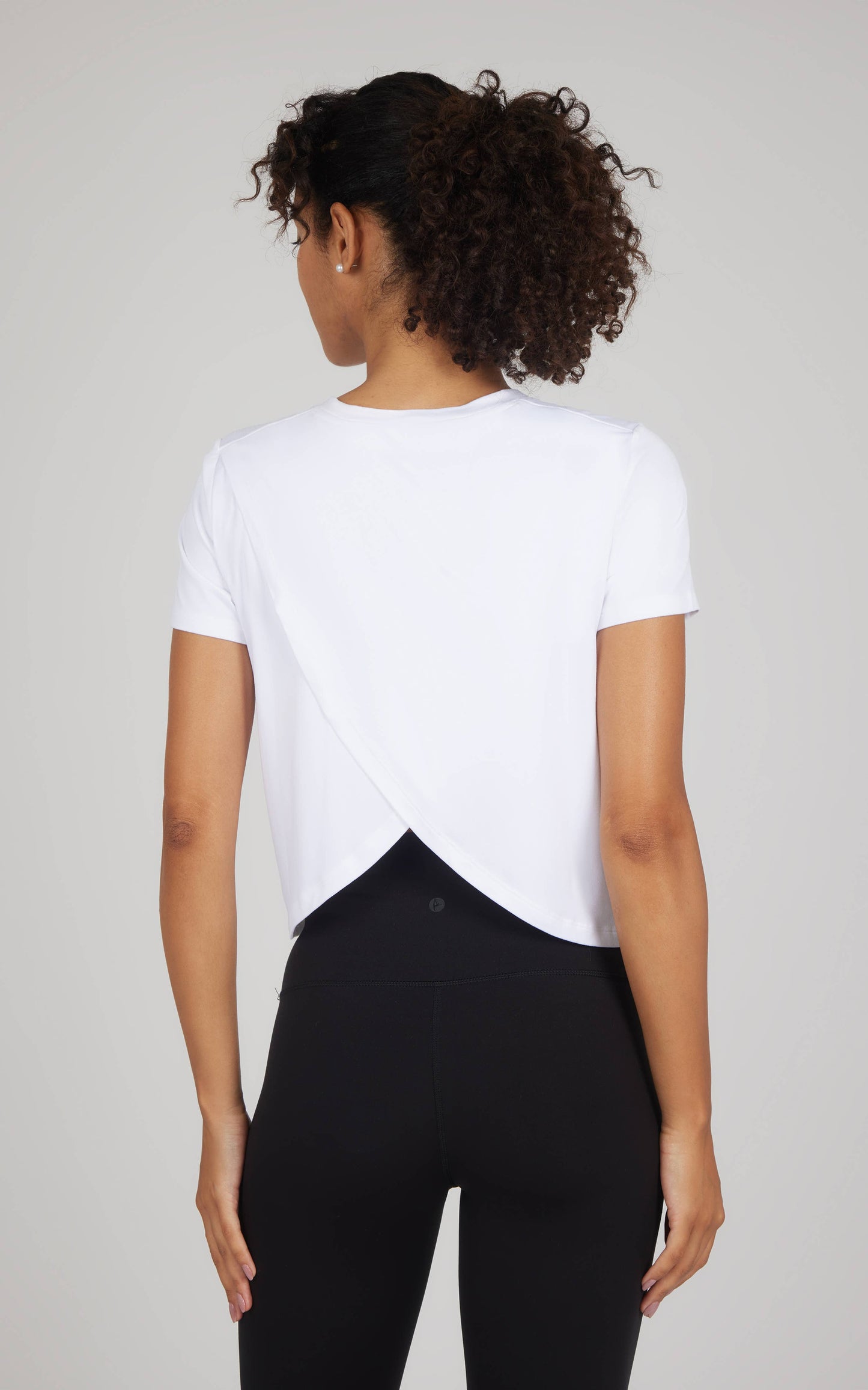 Super Soft Short Sleeve Tee with Tulip Back in White by 90 Degree by Reflex