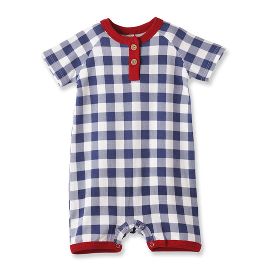 Picnic Plaid Bamboo Romper for Baby Boys