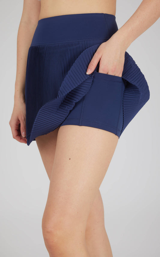 Women's Mini Pleated Skort in Navy by 90 Degree by Reflex