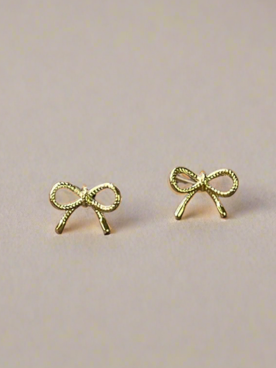 Bow Trio Gold Dipped Stud Earring Set in Gold