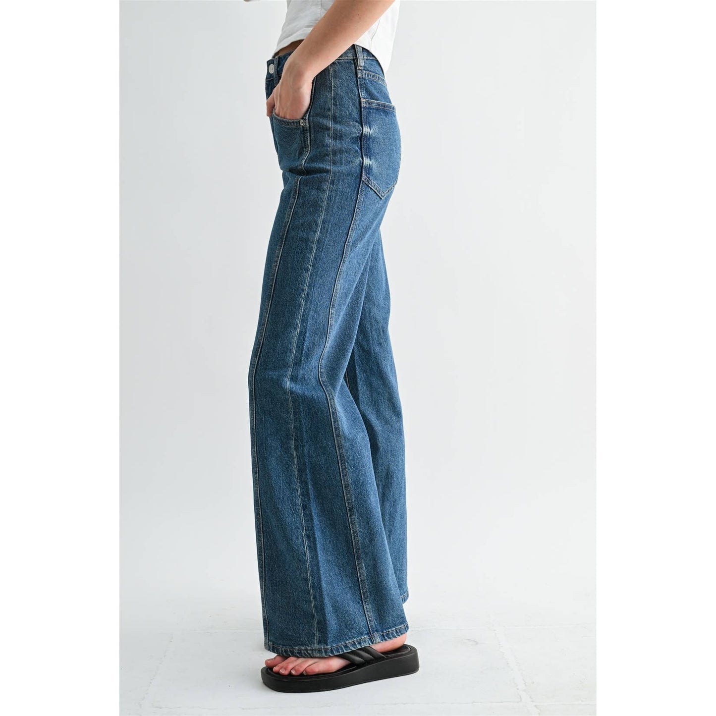 High Rise Wide Leg Side Panel Denim by Mica Denim