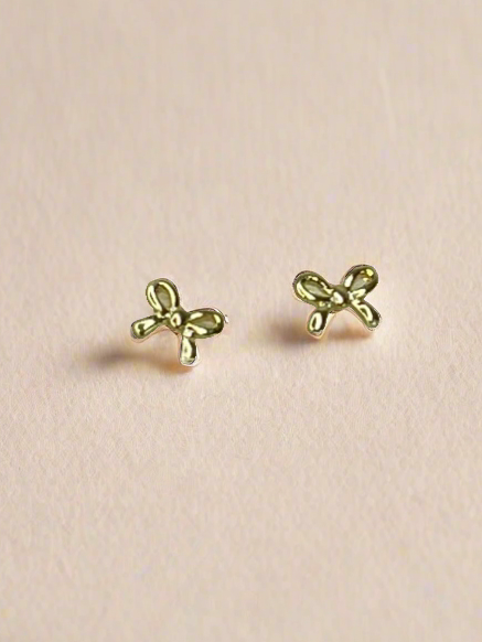 Bow Trio Gold Dipped Stud Earring Set in Gold