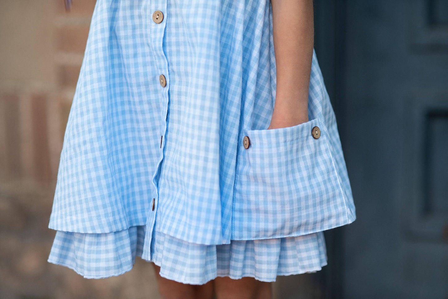 Kids Blue & White Gingham Dress