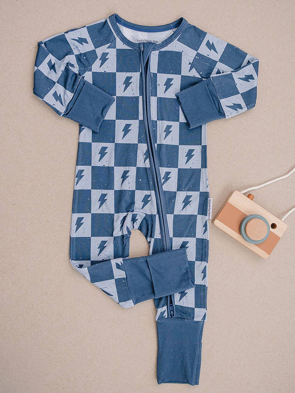 Bamboo Zip Romper in Ocean Bolts