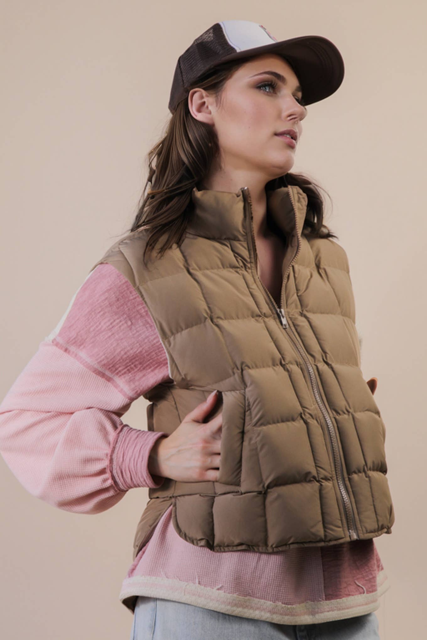 Puffer Vest in Mocha