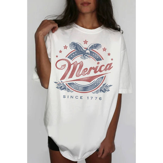 MERICA OVERSIZED GRAPHIC TEE in White