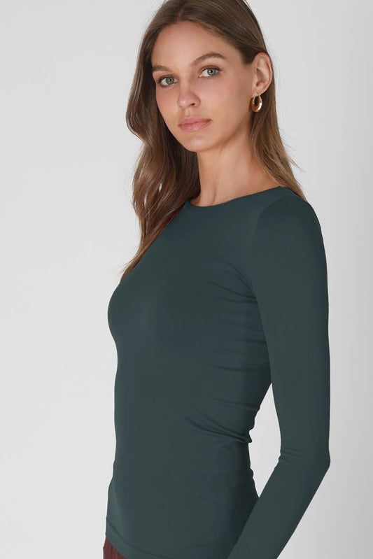 Long Sleeve Crew Neck in Forest Night