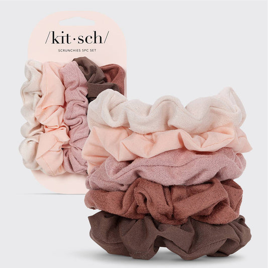 Assorted Textured Scrunchies 5pc Set - Terracotta by KITSCH