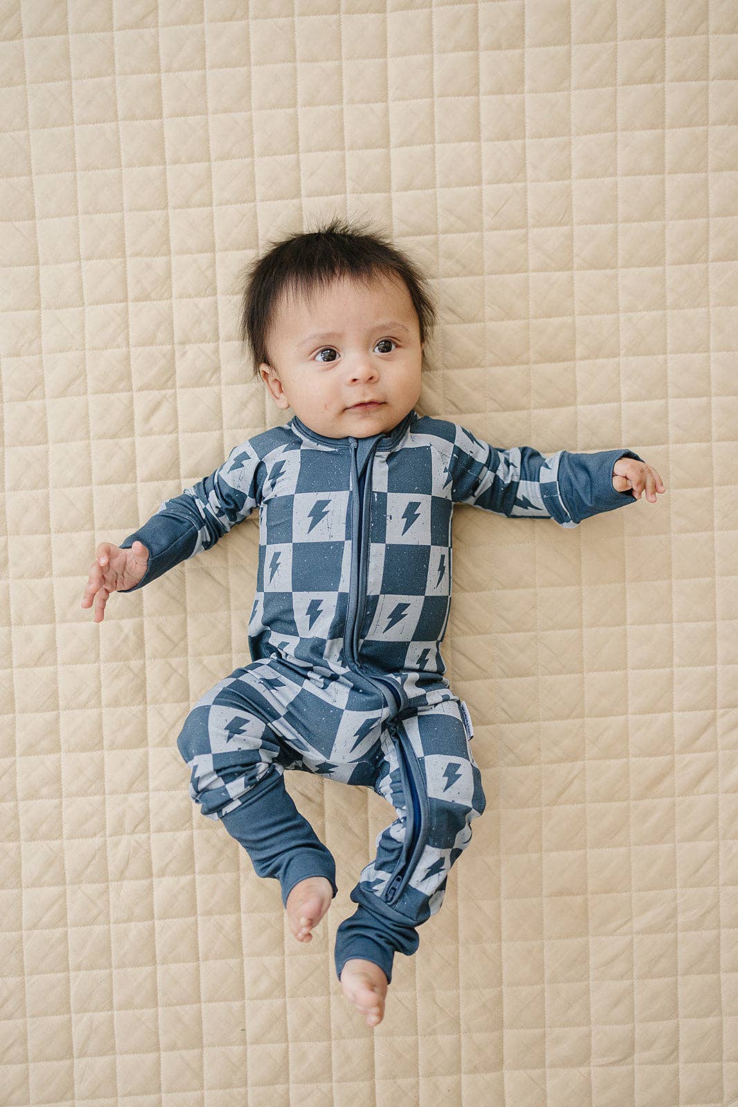 Bamboo Zip Romper in Ocean Bolts