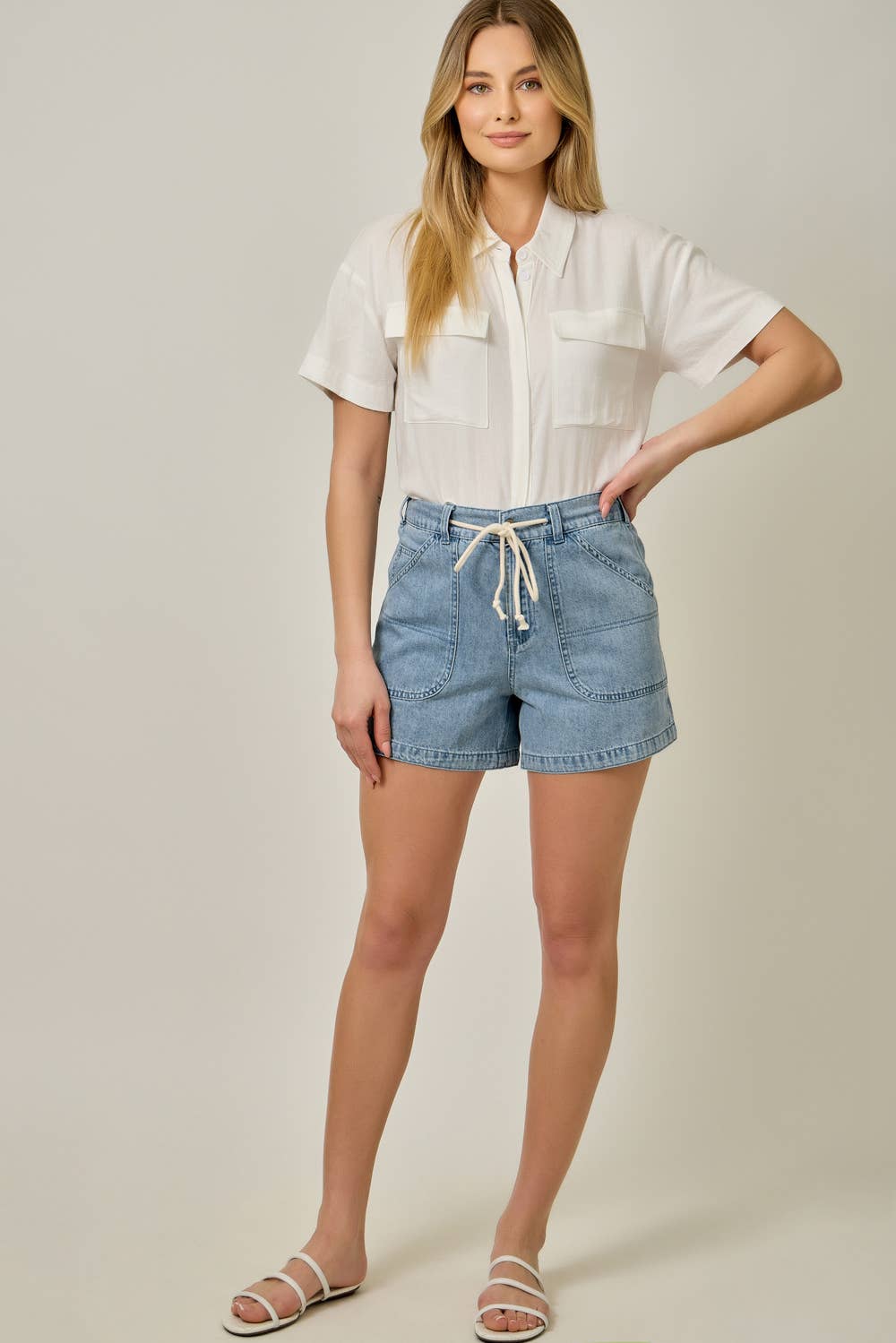 Denim Washed Pull-On Shorts: Washed Black