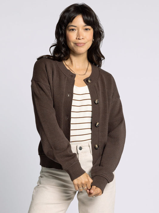 Eliza Cardigan in Brown Mélange by Thread and Supply