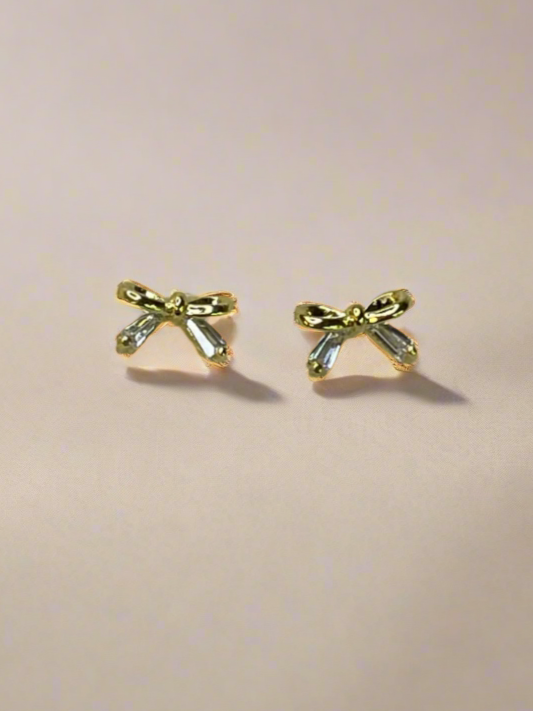 Bow Trio Gold Dipped Stud Earring Set in Gold