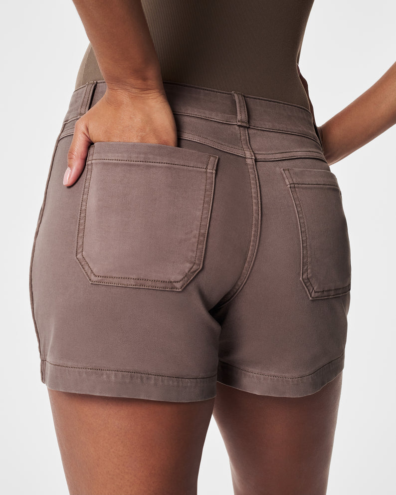 Spanx Stretch Twill Shorts, 4" in Smoke