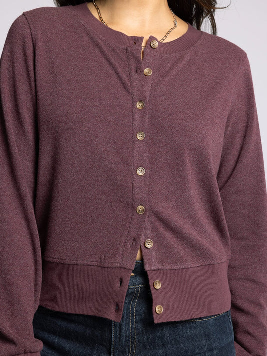 Monica Cardigan in Heather Wine by Thread & Supply
