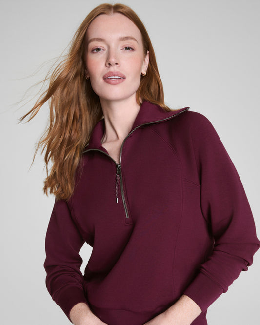 SPANX® AIRESSENTIALS HALF ZIP in Plum Berry