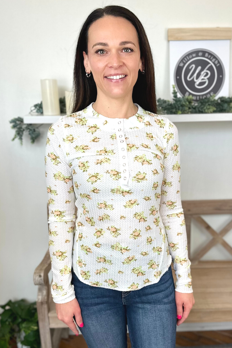 floral thermal Henley 