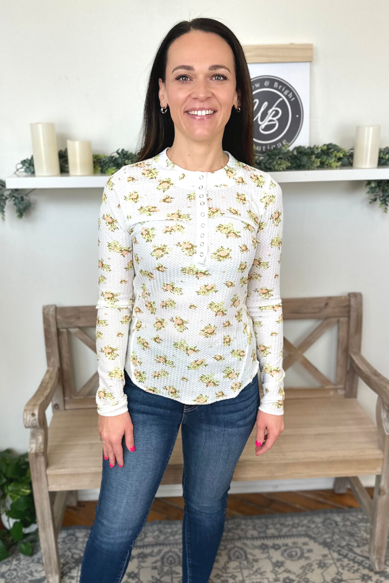 floral thermal Henley 