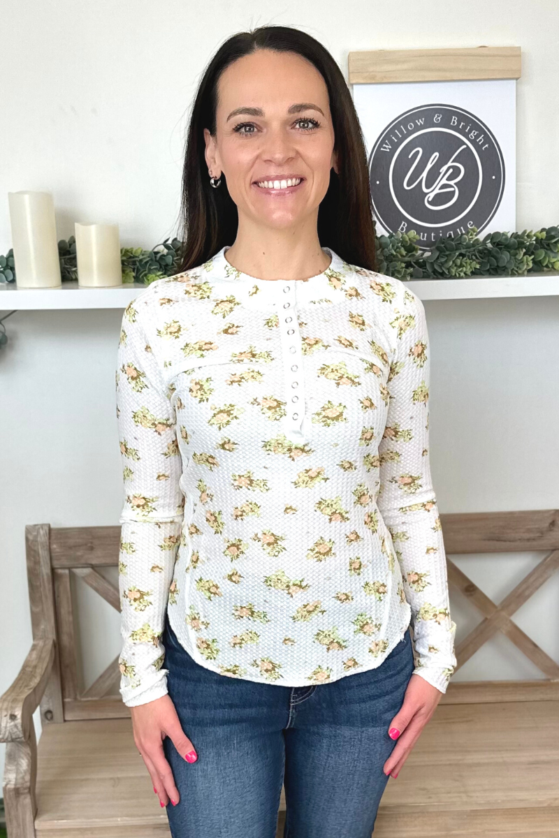 floral thermal Henley 
