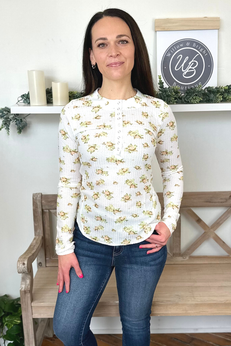 floral thermal Henley 