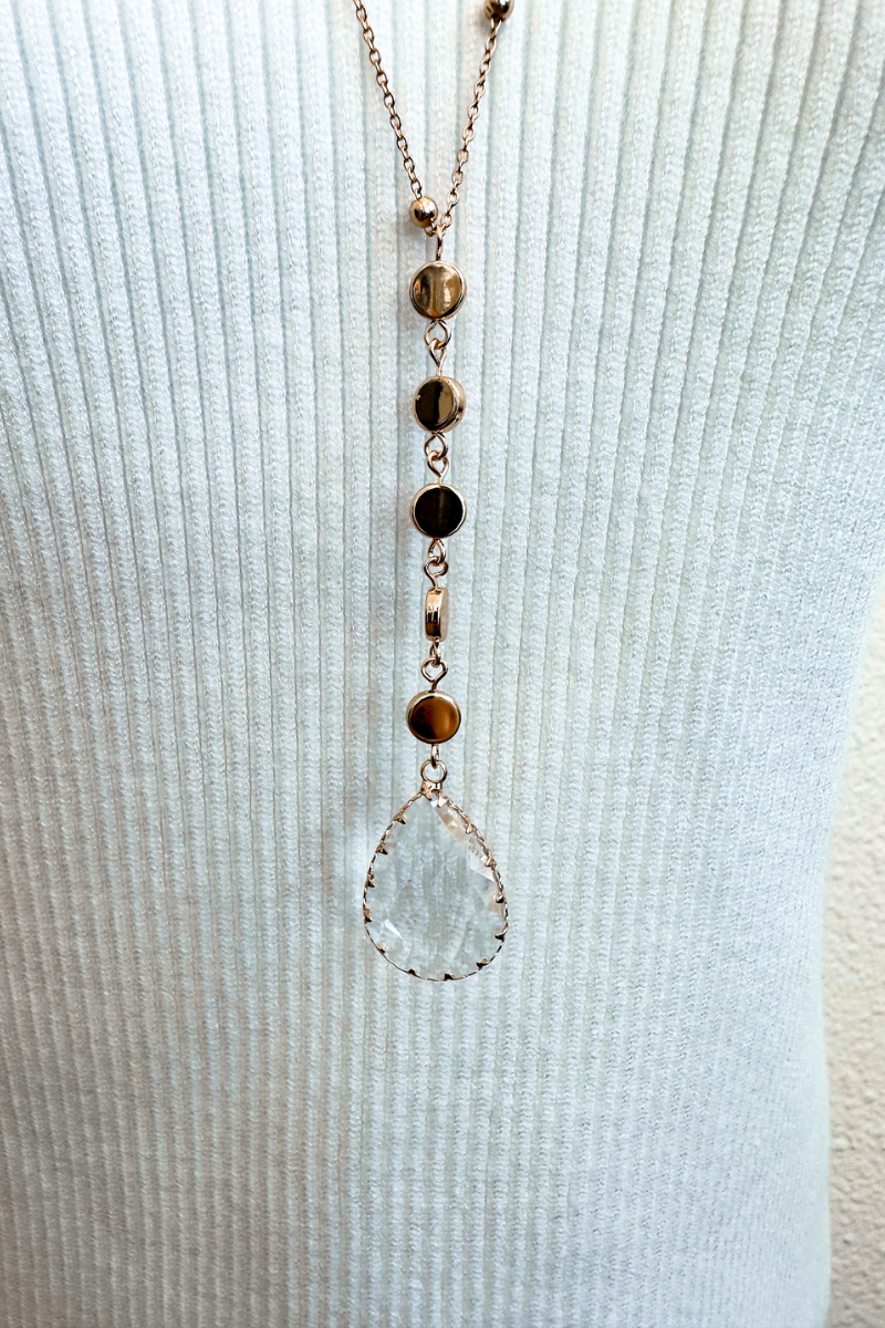 Gold & crystal drop necklace & earring set ***Final Sale / No returns***