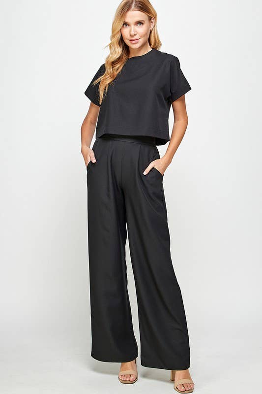 two piece set with wide leg pants