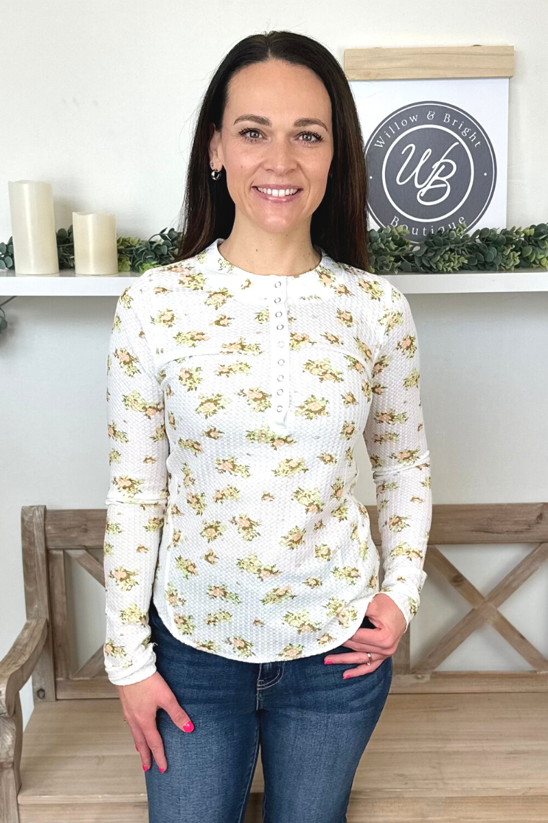 floral thermal Henley 