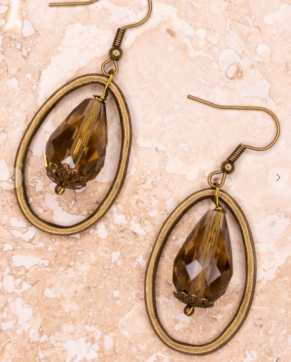 Brown crystal earrings