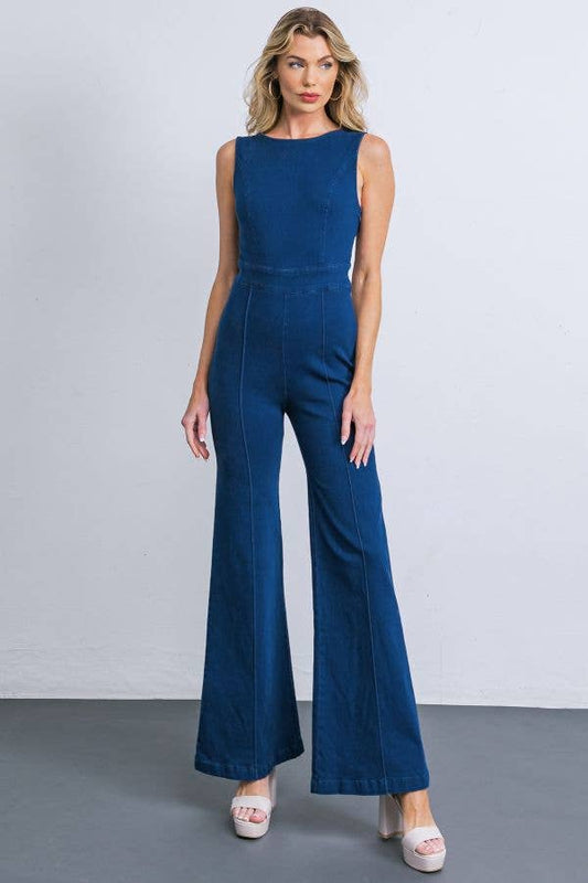 denim flare jumpsuit