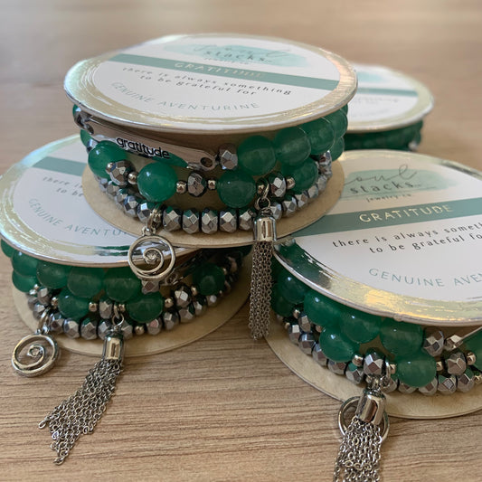 Gratitude Soul Stacks bracelet 3Pc set in Aventurine